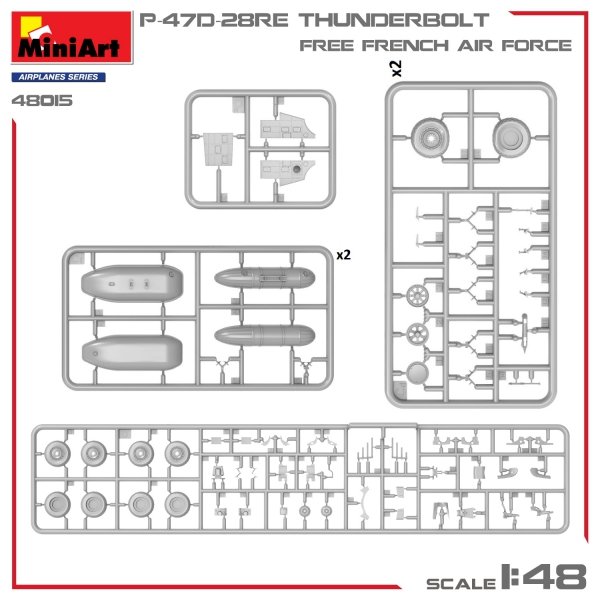 MiniArt 48015 P-47D-28RE THUNDERBOLT. FREE FRENCH AIR FORCE 1/48