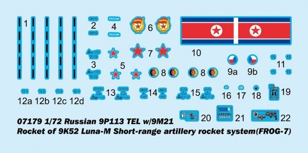Trumpeter 07179 Russian 9P113 TEL w/9M21 Rocket of 9K52 Luna-M Frog-7 tactical rocket 1/72
