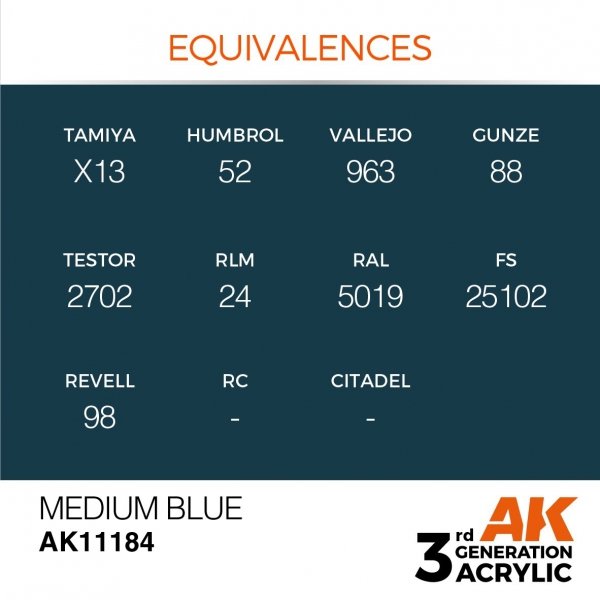 AK Interactive AK11184 MEDIUM BLUE – STANDARD 17ml