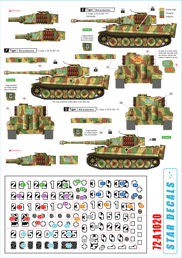 Star Decals 72-A1020 Western Front Tigers # 2 1/72