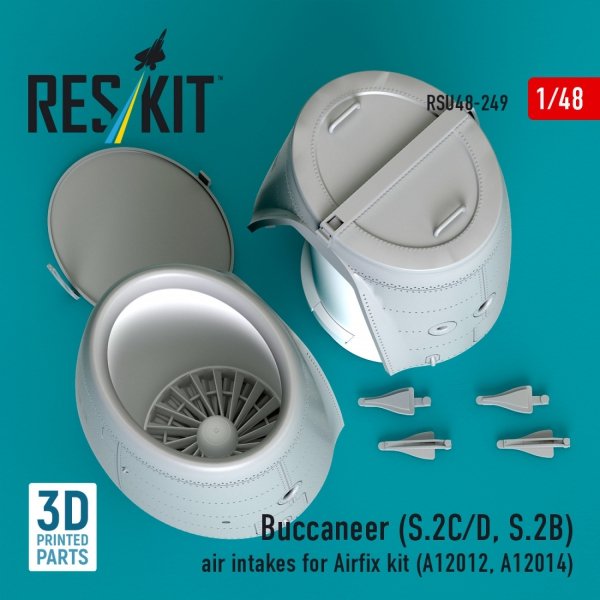 RESKIT RSU48-0249 Buccaneer (S.2C/D, S.2B) air intakes for Airfix kit (A12012, A12014) (3D Printed) (1/48)