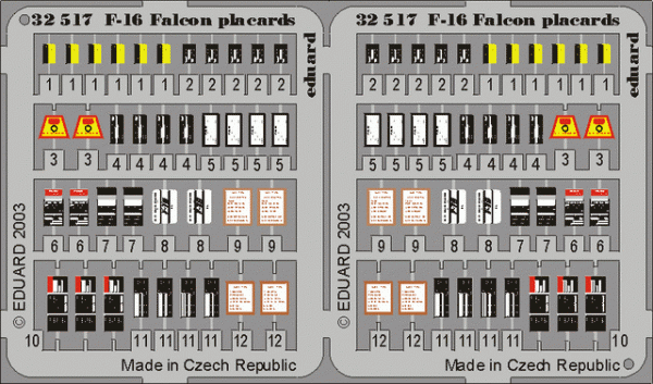 Eduard 32517 F-16 placards 1/32