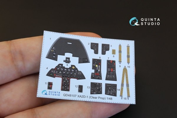 Quinta Studio QD48107 XA2D-1 3D-Printed &amp; coloured Interior on decal paper (for Clear Prop kit) 1/48