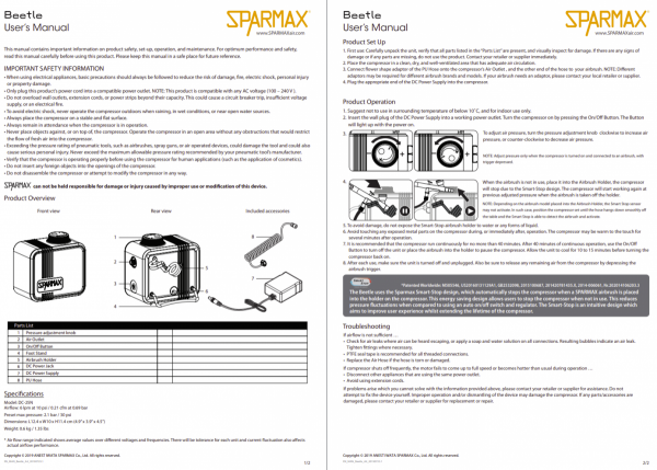 Sparmax DC25N Beetle - Mini Air Compressor