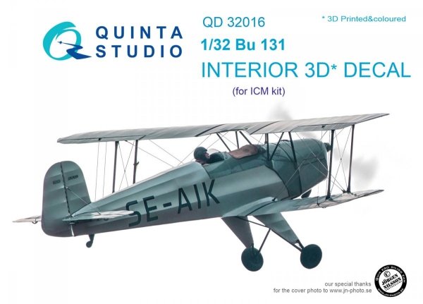 Quinta Studio QD32016 Bu 131 3D-Printed &amp; coloured Interior on decal paper (for ICM kit) 1/32