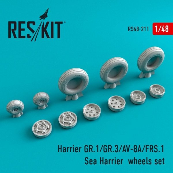 RESKIT RS48-0211 Harrier GR.1/GR.3/AV-8A/FRS.1/Sea Harrier  wheels set 1/48