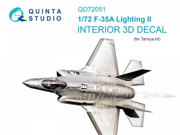 Quinta Studio QD72051 F-35A Lighting II 3D-Printed &amp; coloured Interior on decal paper (Tamiya) 1/72