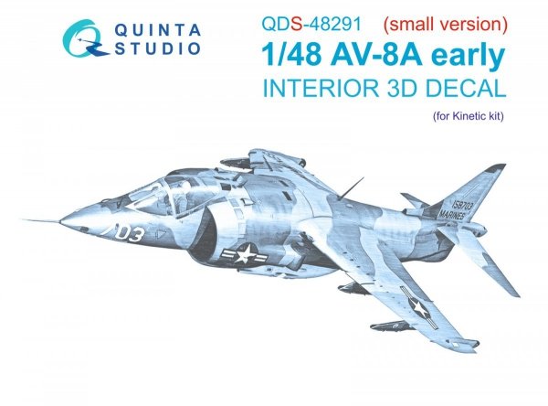 Quinta Studio QDS48291 AV-8A Early 3D-Printed &amp; coloured Interior on decal paper (Kinetic) (Small version) 1/48