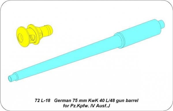 Aber 72L-18 Lufa 75mm KwK40L/48 do czołgu Panzer IV Ausf. J / German 75mm KwK 40 L/48 gun barrel for Pz.Kpfw. IV Ausf.J 1/72