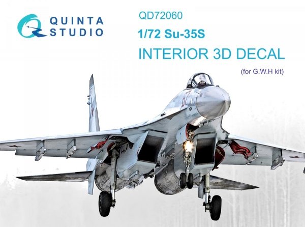 Quinta Studio QD72060 Su-35S 3D-Printed &amp; coloured Interior on decal paper (GWH) 1/72