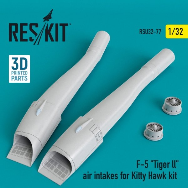 RESKIT RSU32-0077 F-5 &quot;TIGER LL&quot; AIR INTAKES FOR KITTY HAWK KIT (3D PRINTED) 1/32
