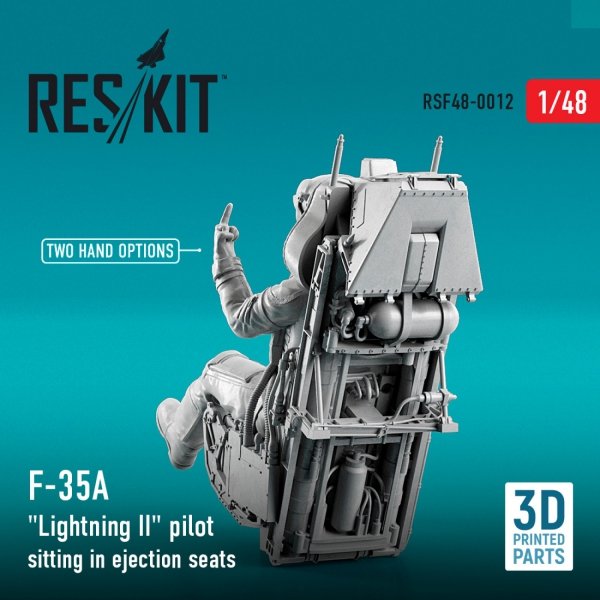 RESKIT RSF48-0012 F-35A &quot;LIGHTNING II&quot; PILOT SITTING IN LATE MODIFICATION EJECTION SEATS (TYPE 1) (3D PRINTED) 1/48