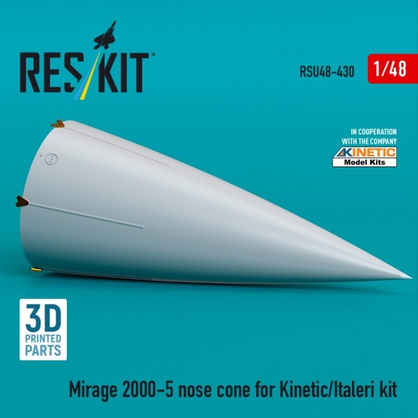 RESKIT RSU48-0430 Mirage 2000-5 nose cone for Kinetic/Italeri kit (3D Printed) 1/48