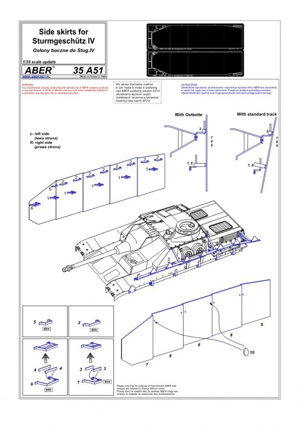 Aber 35A051 Osłony boczne do Sturmgeschutz IV (1:35)