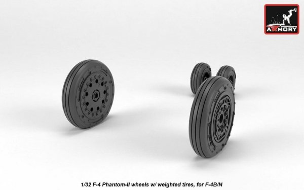 Armory Models AW32306 F-4 Phantom-II wheels w/ weighted tires, early 1/32