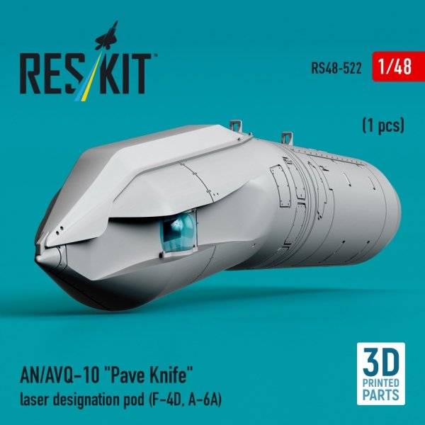 RESKIT RS48-0522 AN/AVQ-10 "Pave Knife" laser designation pod (1 pcs) (F-4D, A-6A) (3D Printed) (1/48)
