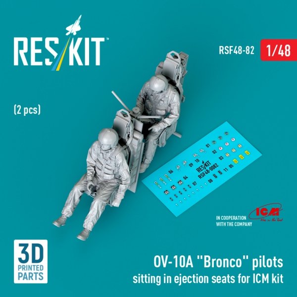 RESKIT RSF48-0082 OV-10A "Bronco" pilots sitting in ejection seats for ICM kit (2 pcs) (3D Printed) (1/48)