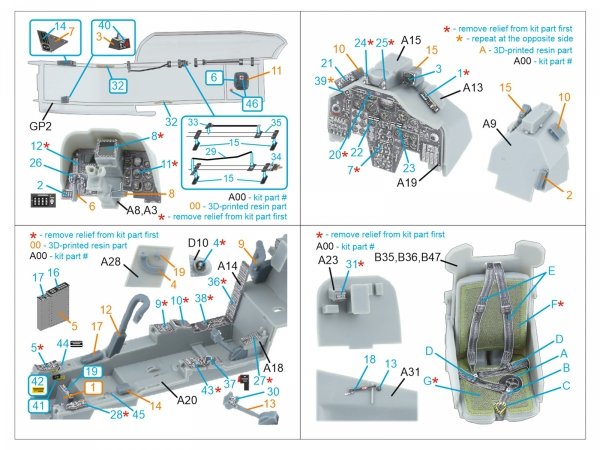 Quinta Studio QD+35153 AH-1W 3D-Printed &amp; coloured Interior on decal paper (Trumpeter) (with 3D-printed resin parts) 1/35