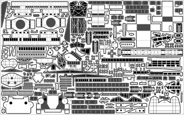 Pontos 35023FN USS BB-34 New York 1944 Detail-up set (w/Teak Tone Deck, Barrels, Resin,PE)