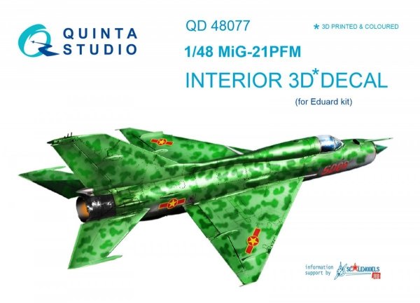 Quinta Studio QD48077 MiG-21PFM 3D-Printed &amp; coloured Interior on decal paper (for Eduard kit) 1/48