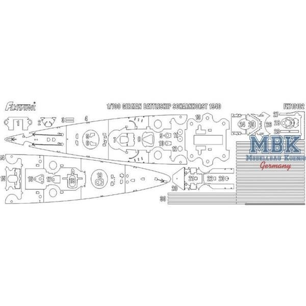 FlyHawk Model FH710102 Scharnhorst 1940 Painting Mask (Flyhawk FH1147) 1/700