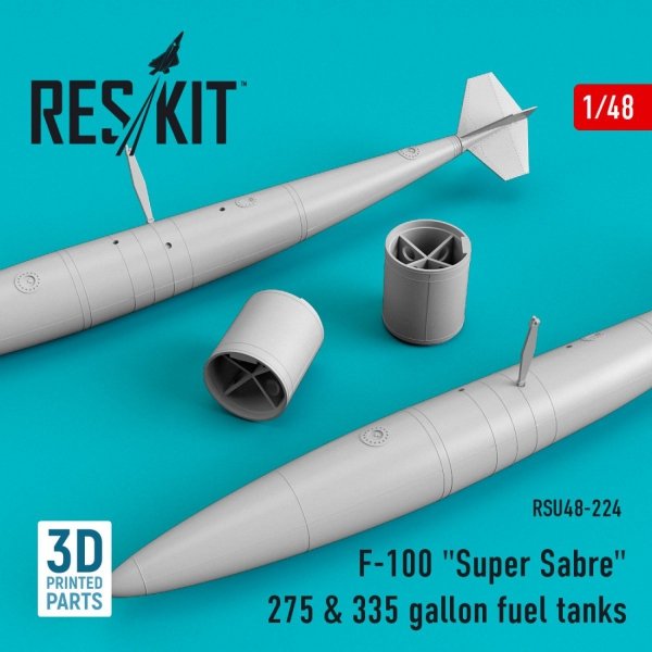 RESKIT RSU48-0224 F-100 &quot;SUPER SABRE&quot; 275 &amp; 335 GALLON FUEL TANKS (3D PRINTING) 1/48