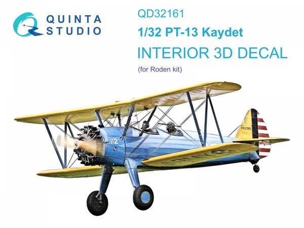 Quinta Studio QD32161 PT-13 Kaydet 3D-Printed &amp; coloured Interior on decal paper (Roden) 1/32