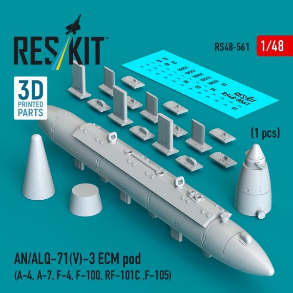 RESKIT RS48-0561 AN/ALQ-71(V)-3 ECM pod (1pcs) (3D Printed) 1/48