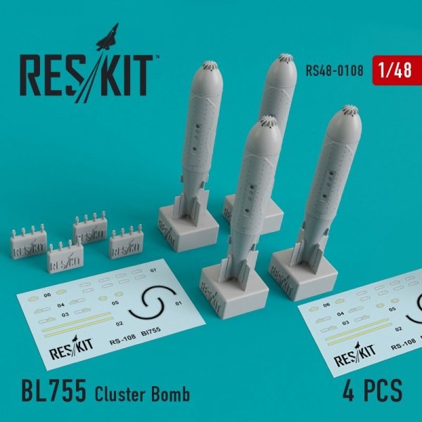 RESKIT RS48-0108 BL755 Cluster Bomb (4 pcs) 1/48