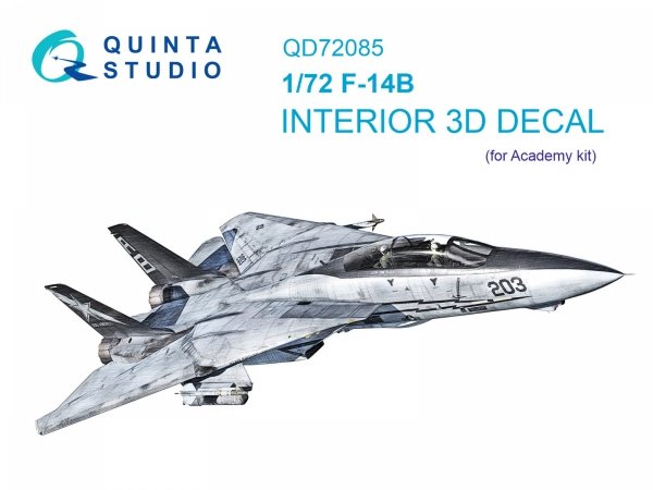 Quinta Studio QD72085 F-14B 3D-Printed &amp; coloured Interior on decal paper (Academy) 1/72