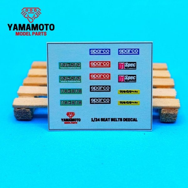 Yamamoto YMPTUN117 Racing Seatbelts 4 Points Set 2 - Blue &amp; Green 1/24