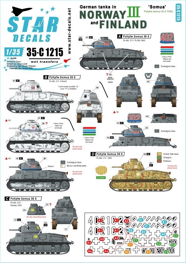 Star Decals 35-C1215 German tanks in Norway &amp; Finland # III 1/35