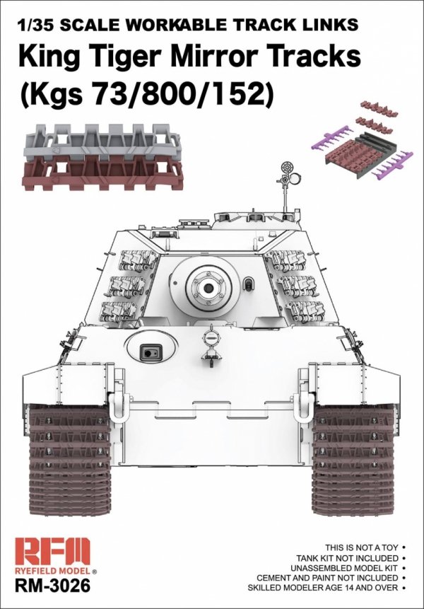 Rye Field Model 3026 King Tiger Mirror Tracks 1/35