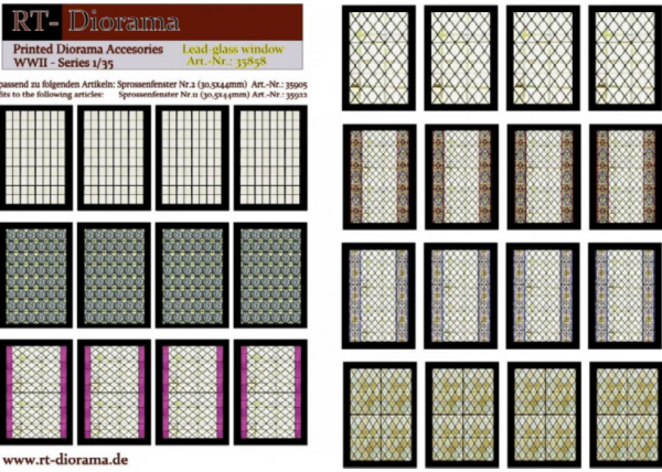 RT-Diorama 35858 Printed Accessories: Lead-glass windows 1/35