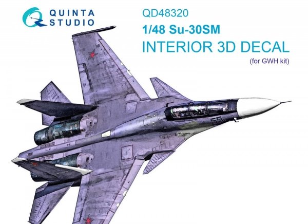 Quinta Studio QD48320 Su-30SM 3D-Printed &amp; coloured Interior on decal paper (GWH) 1/48