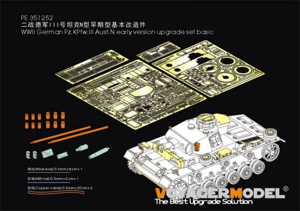 Voyager Model PE351252 WWII German Pz.KPfw.III Ausf.N early version upgrade set basic ( For TAKOM 8011 ) 1/35