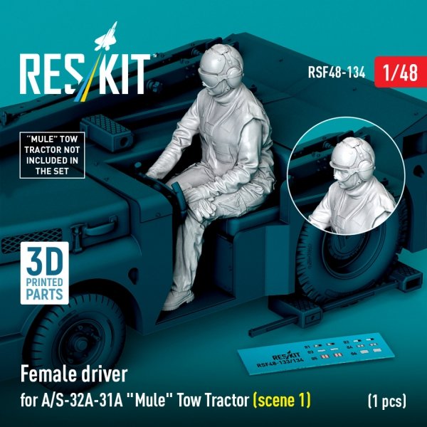 RESKIT RSF48-0134 Female driver for A/S-32A-31A "Mule" Tow Tractor (scene 2) (1 pcs) (3D Printed) (1/48)