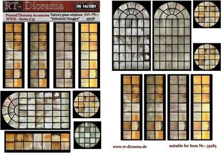 RT-Diorama 35758 Printed Accessories: Factory glass windows &quot;Industrial Hangars&quot; 1/35