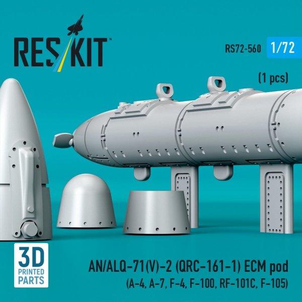 RESKIT RS72-0560 AN/ALQ-71(V)-2 (QRC-161-1) ECM pod (1pcs) (3D Printed) 1/72