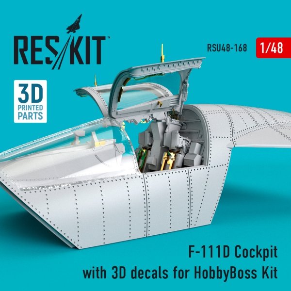 RESKIT RSU48-0168 F-111D Cockpit with 3D decals for HobbyBoss kit (3D Printed) (1/48)