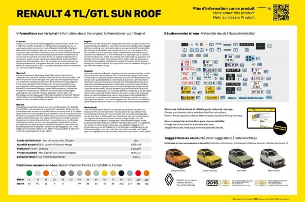 Heller 58704 Renault 4 TL/GTL Sun Roof - Starter Kit 1/24