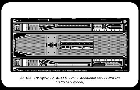 Aber 35186 German medium tank Pz.Kpfw. IV, Ausf. D - vol. 2 - additional set - fenders (1:35)
