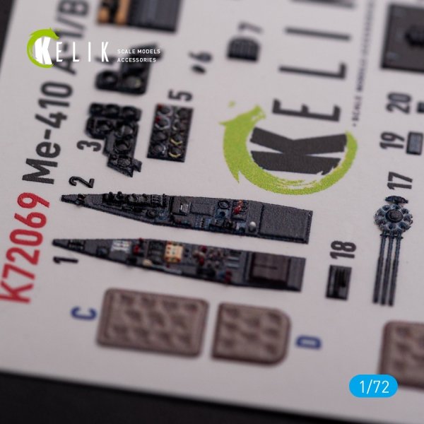KELIK K72069 Messerschmitt Me410A-1 interior 3D decals for Airfix kit 1/72