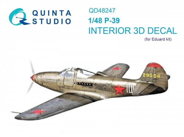 Quinta Studio QD48247 P-39 3D-Printed &amp; coloured Interior on decal paper ( Eduard ) 1/48