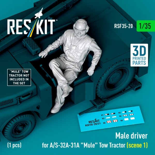 RESKIT RSF35-0020 Male driver for A/S-32A-31A "Mule" Tow Tractor (scene 1) (1 pcs) (3D Printed) (1/35)