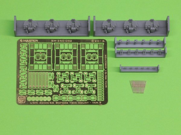 Master SM-350-092 USN 40 mm/56 Bofors twin mount ver.2 / with Mk-51 director - (resin, PE and turned parts) - (6pcs) 1:350