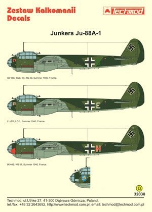 Techmod 32038 - Junkers Ju 88A-1 (1:32)