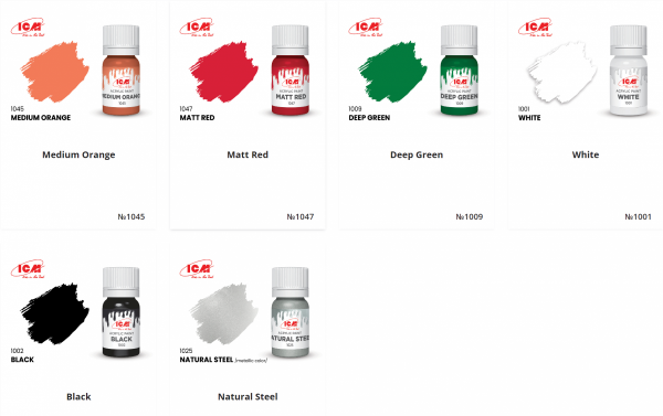 ICM 3093 Acrylic paint set for Civil Helicopters 12ml x6