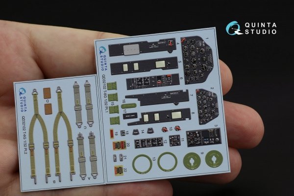 Quinta Studio QD32102 T-6G 3D-Printed coloured Interior on decal paper (Kitty Hawk) 1/32