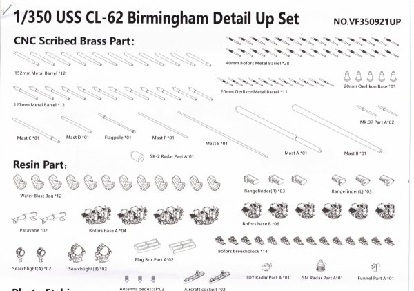 Very Fire VF350921DX U.S. Navy Light Cruiser USS Birmingham CL-62 DX ( Deluxe edition ) 1/350